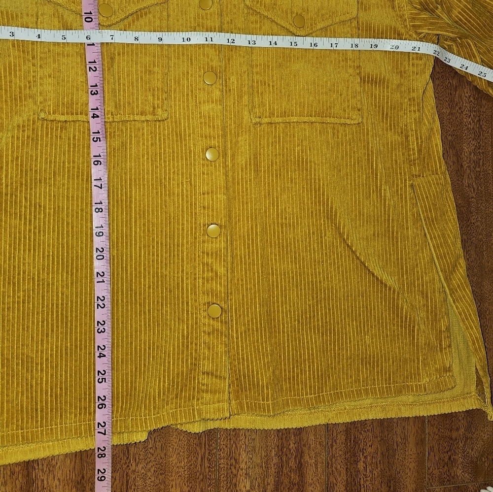Corduroy Button-Up Shirt in Mustard Yellow - Picture 3 of 9